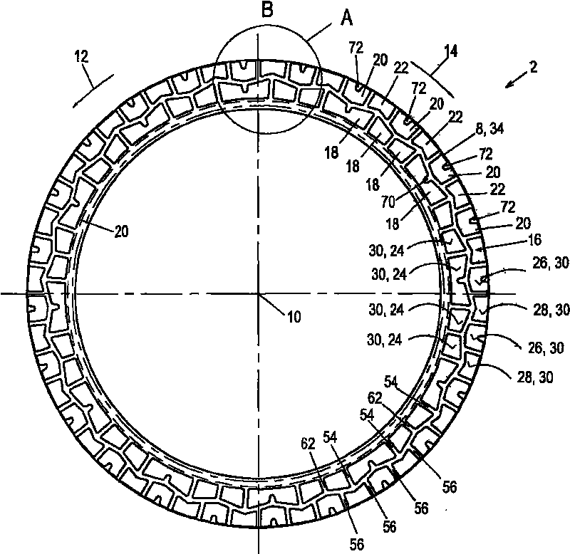 Frictional part with a zig-zag or undulating circumferential groove in the frictional surface