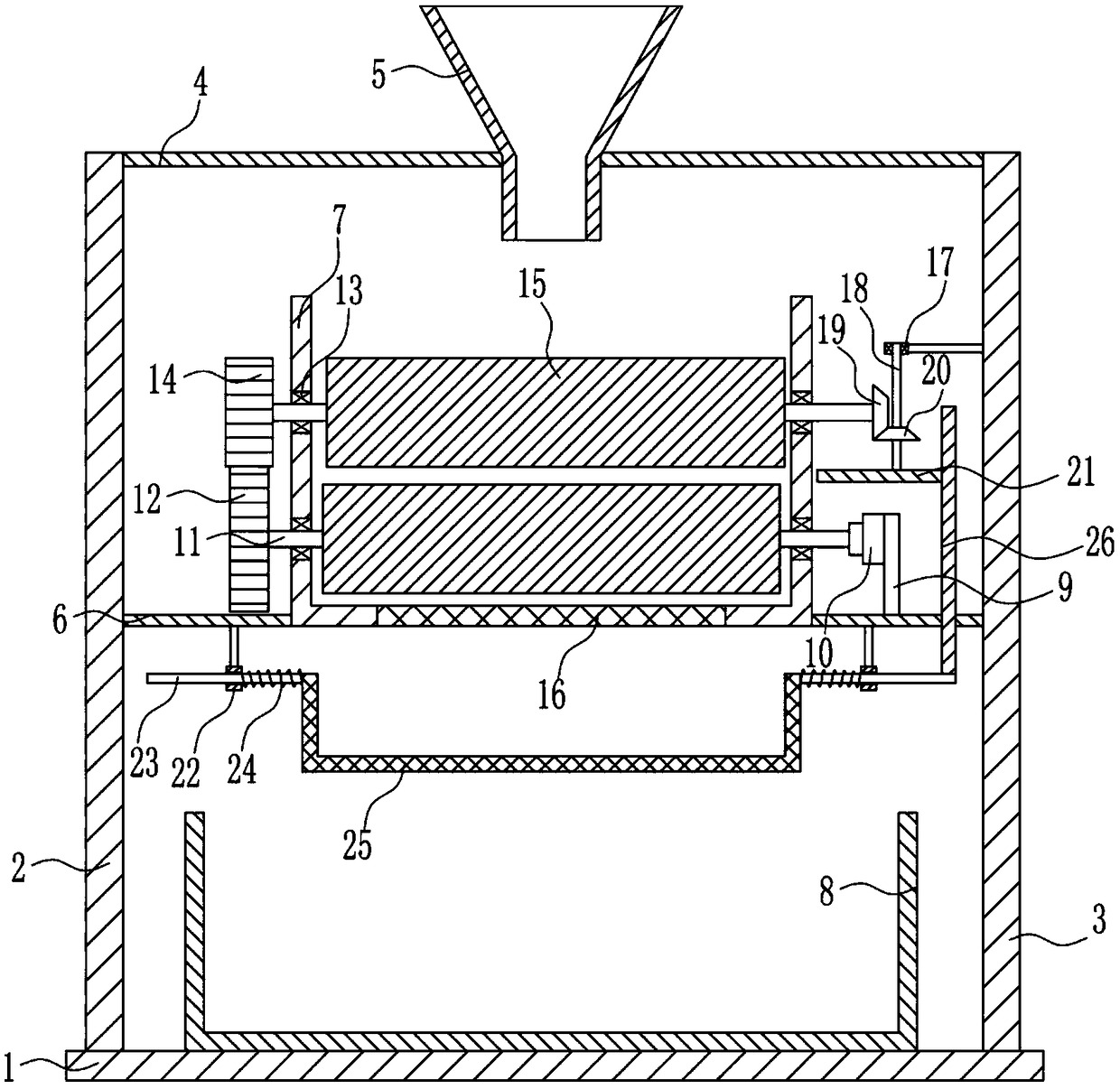 Raw material grinding device for cosmetic production