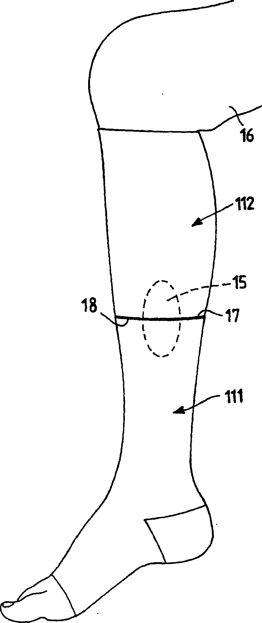 Compressive composite elastic stocking