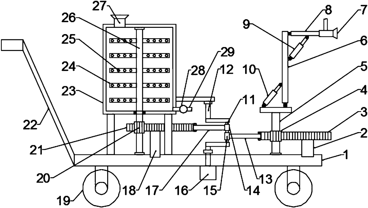 Adjustable spraying device for forestry