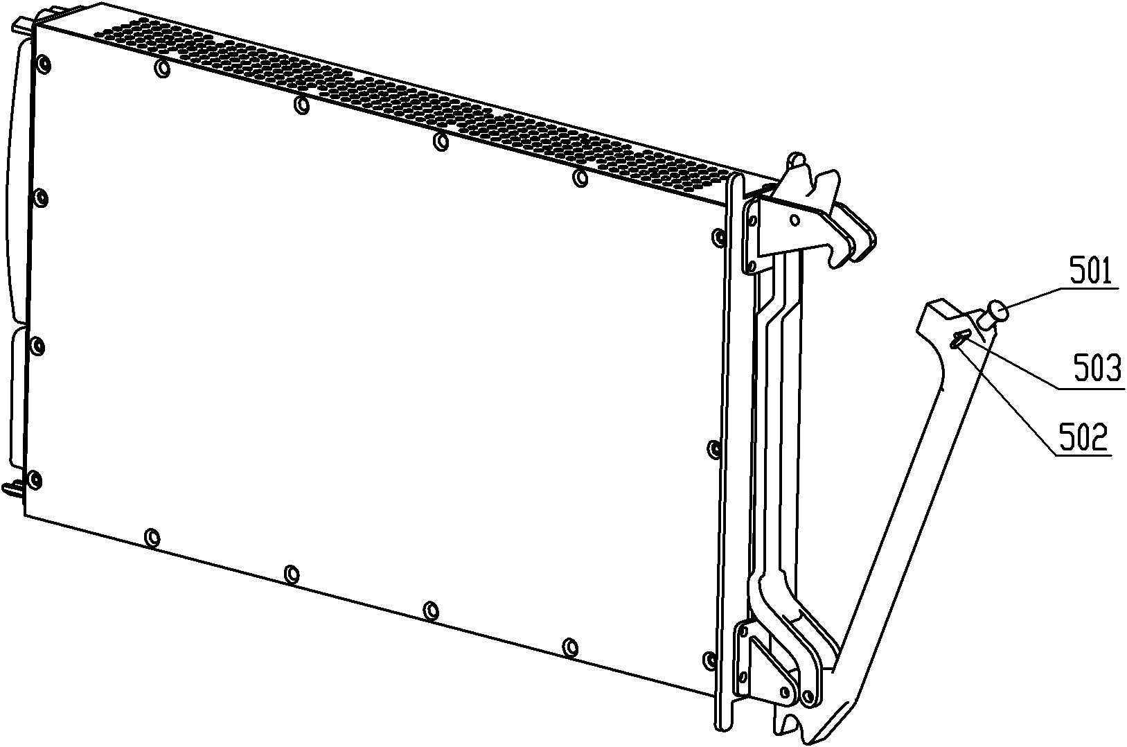 LRM (Line Replaceable Module) module locking and plugging device