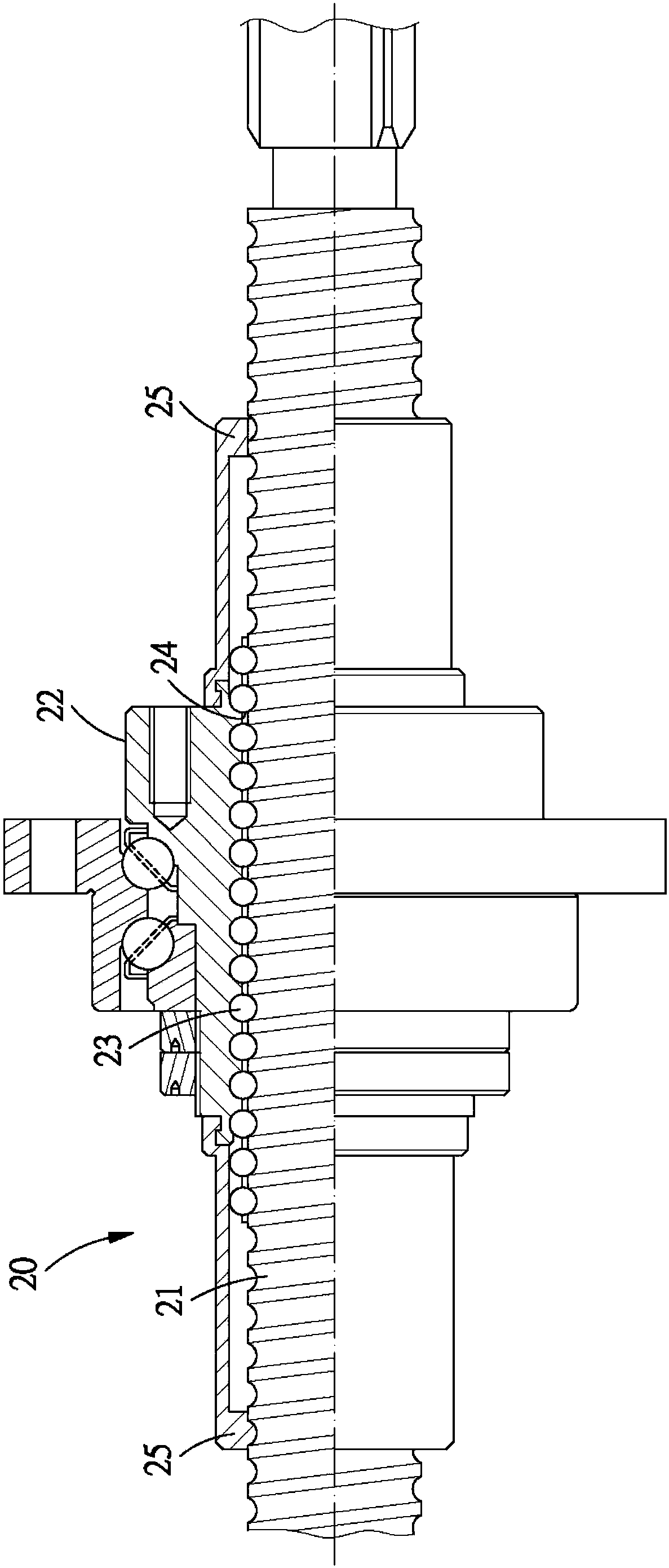 Limited stroke ball screw