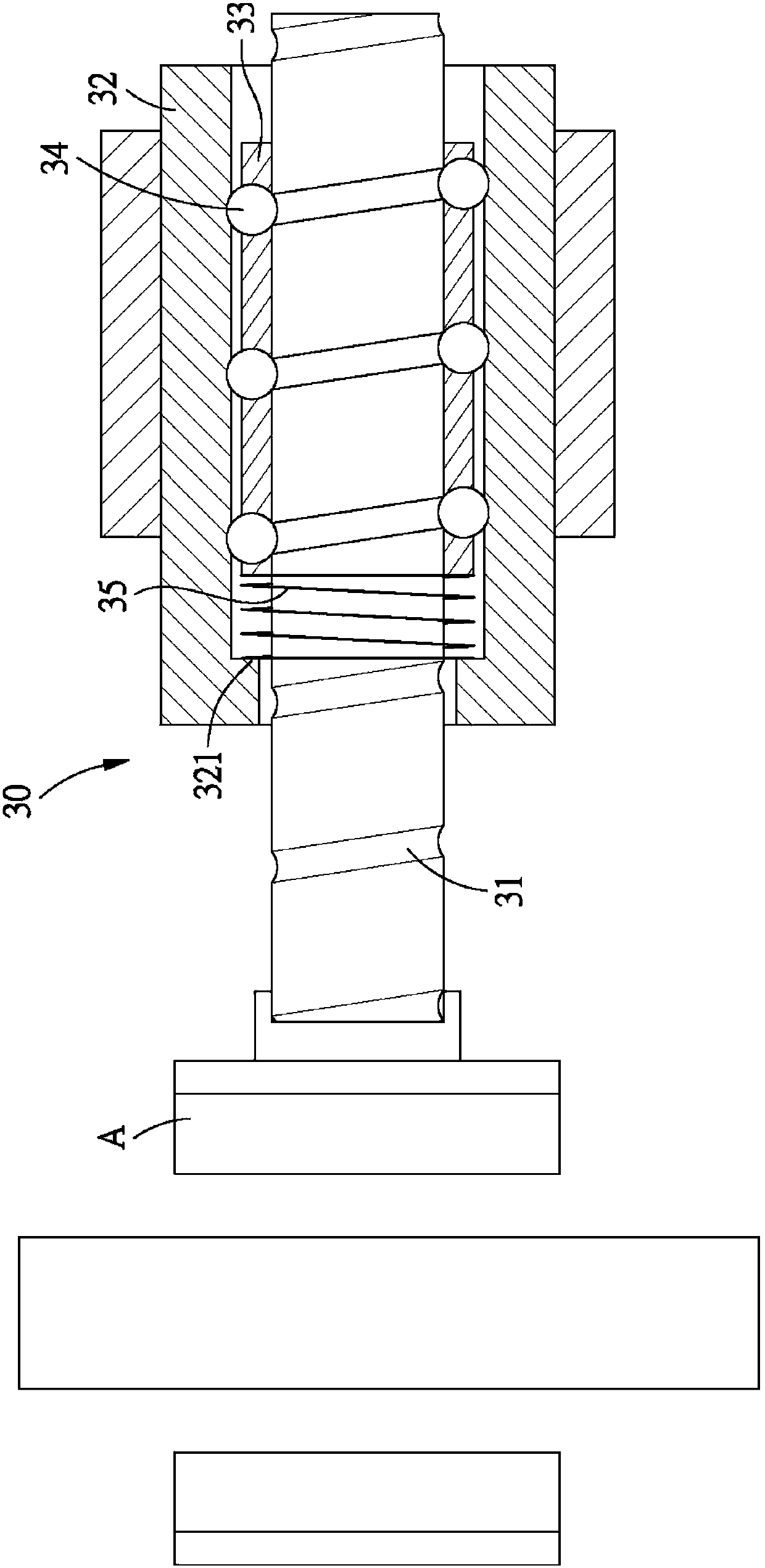 Limited stroke ball screw