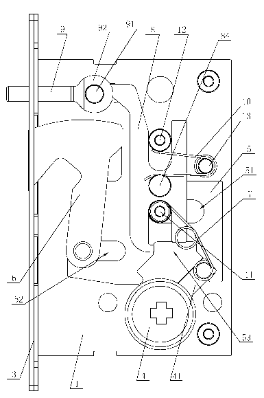 False mortise single-hook movable door lock