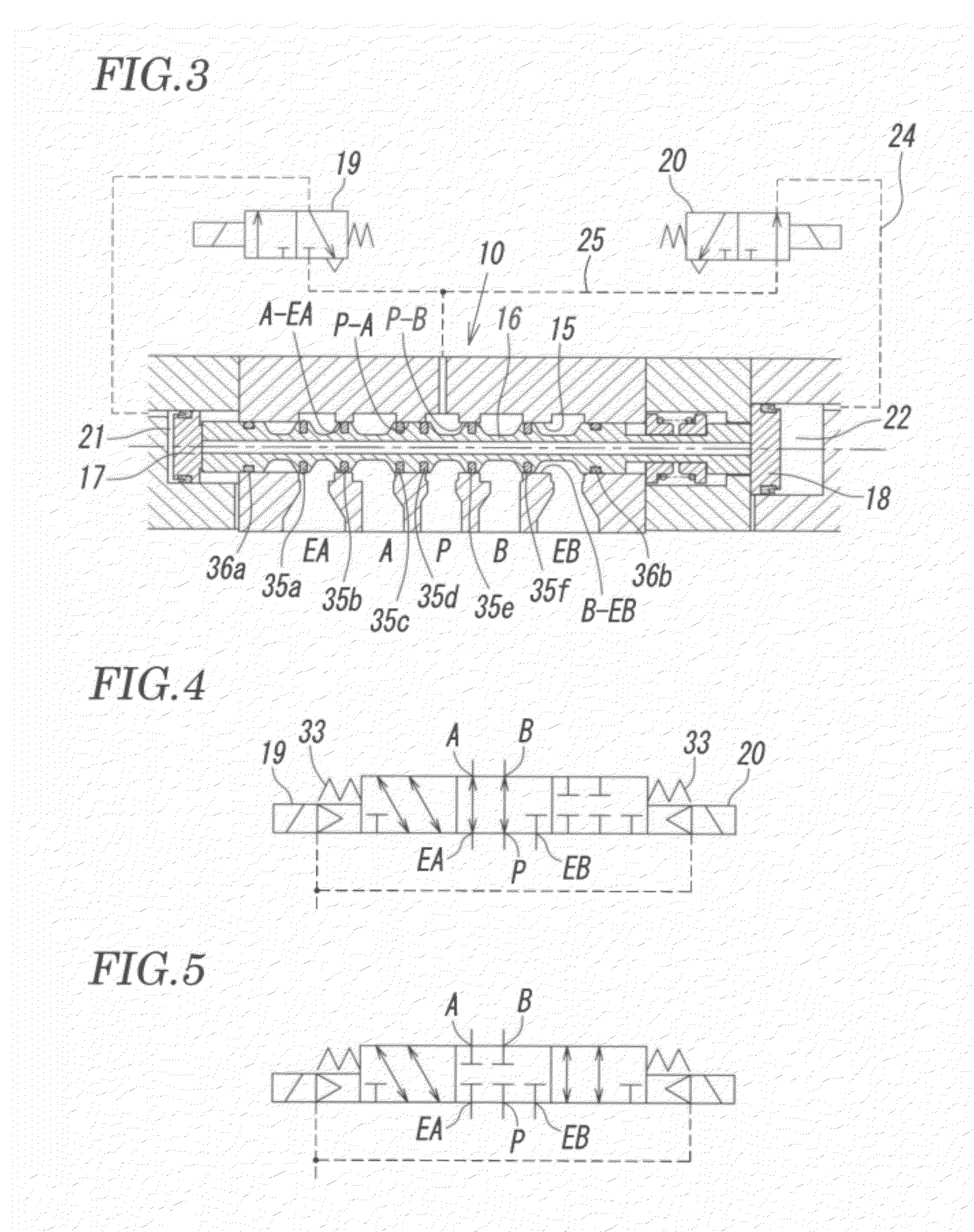 Pilot-operated three-position switching valve