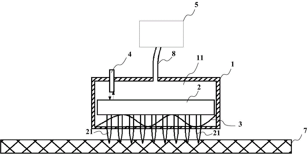 Flexible material moving device and method, and sewing device