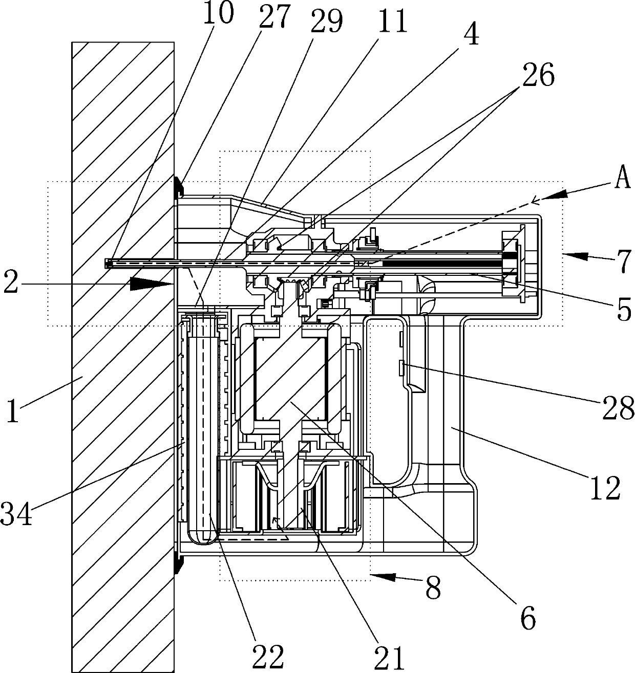 Negative pressure type dust suction electric drill