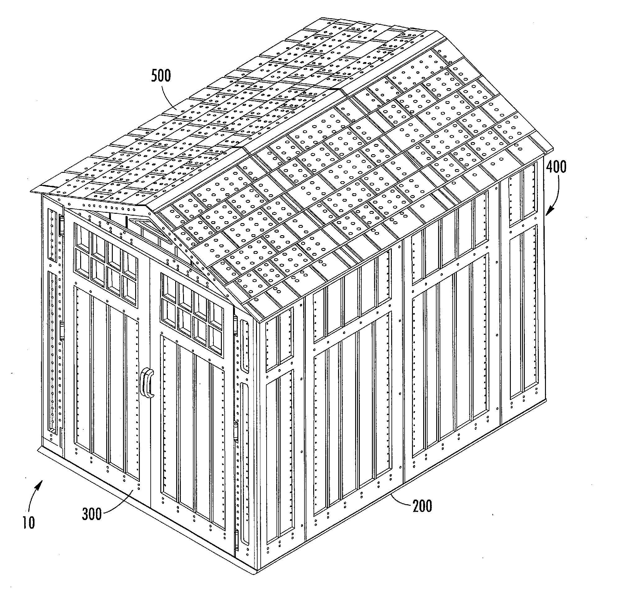 Blow molded modular shed