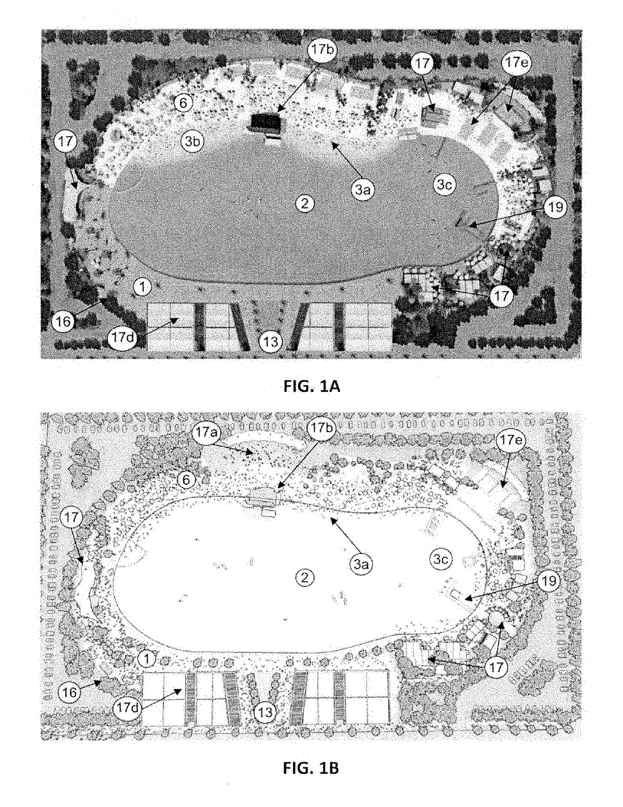 Publicly accessible urban beach entertainment complex with a centerpiece man-made tropical-style lagoon and method for providing efficient utilization of limited use land