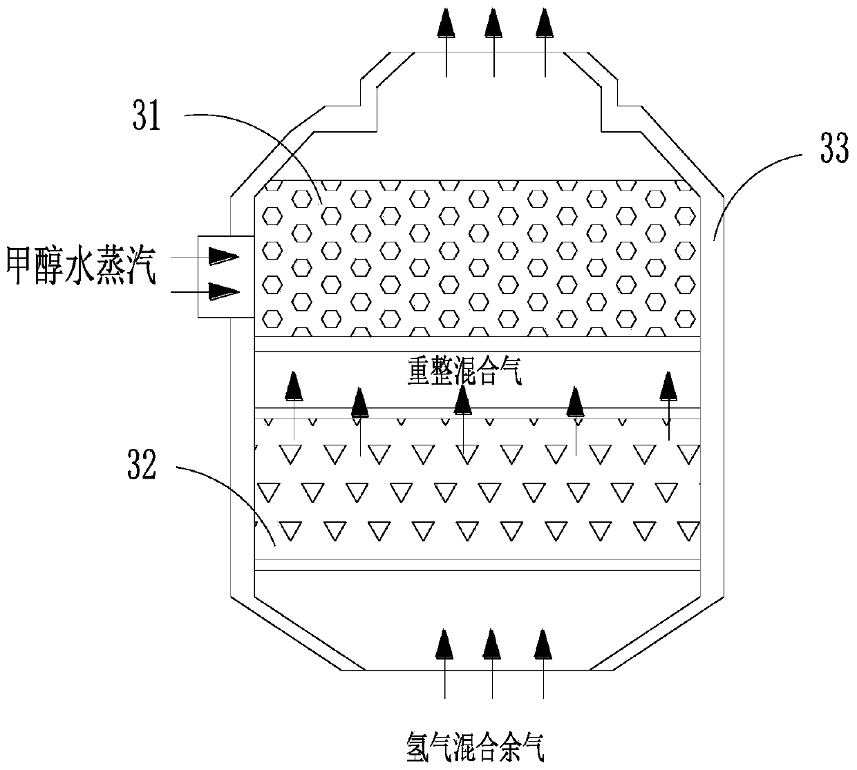 Methanol-water steam and hydrogen mixed gas integrated high-pressure hydrogen production system and method thereof