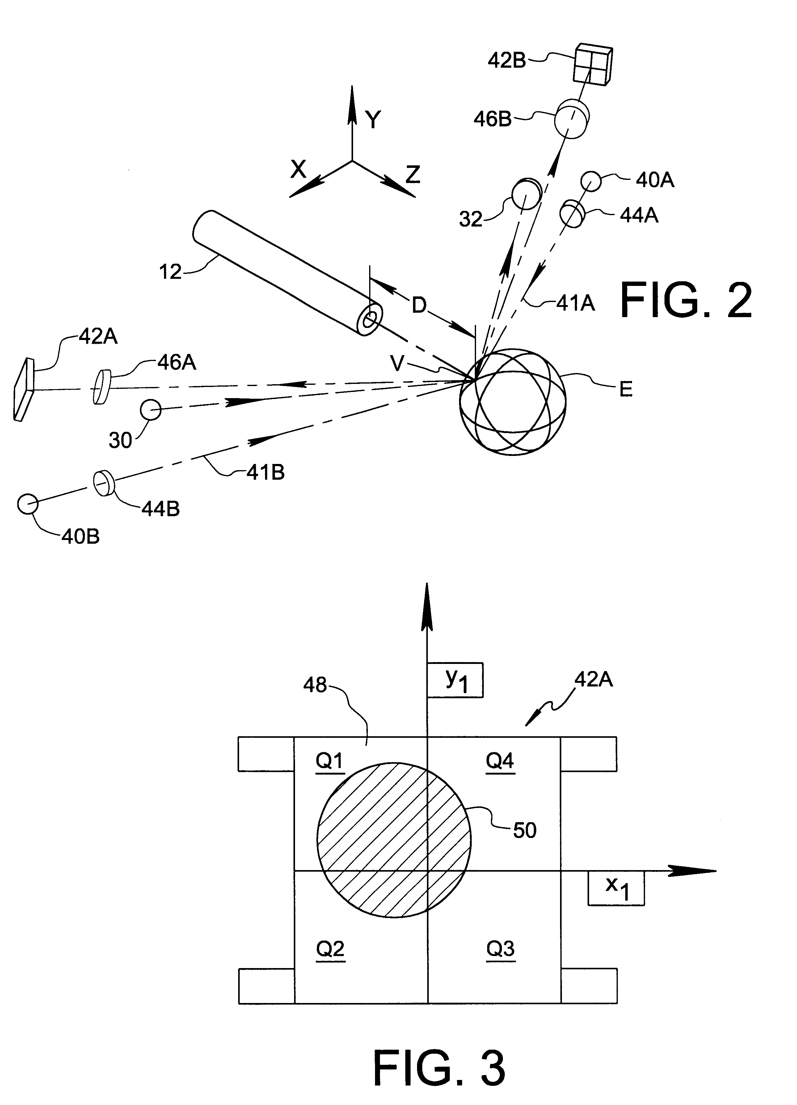 Afocal position detection system and ophthalmic instrument employing said system