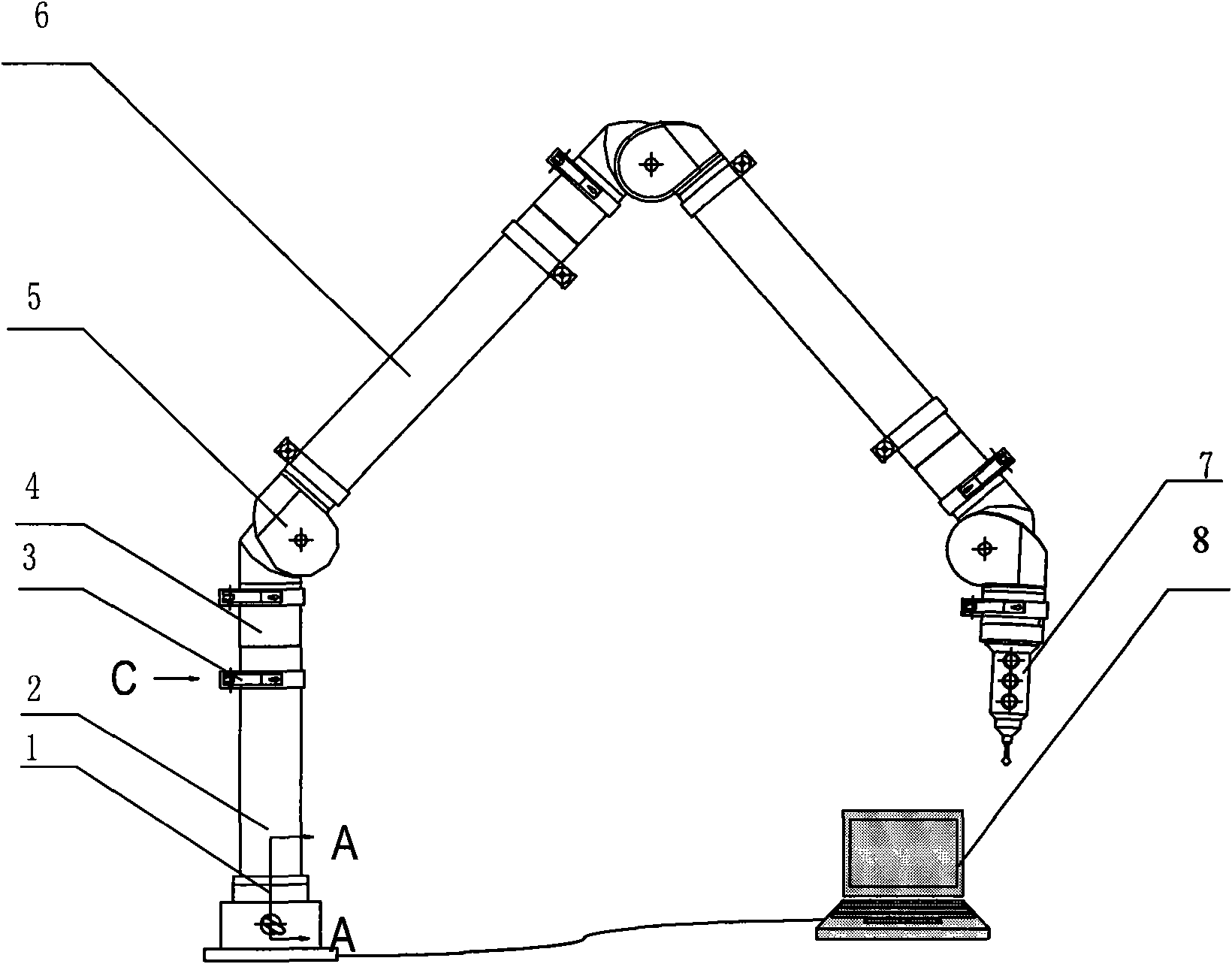 Restructurable joint arm type coordinate measurer