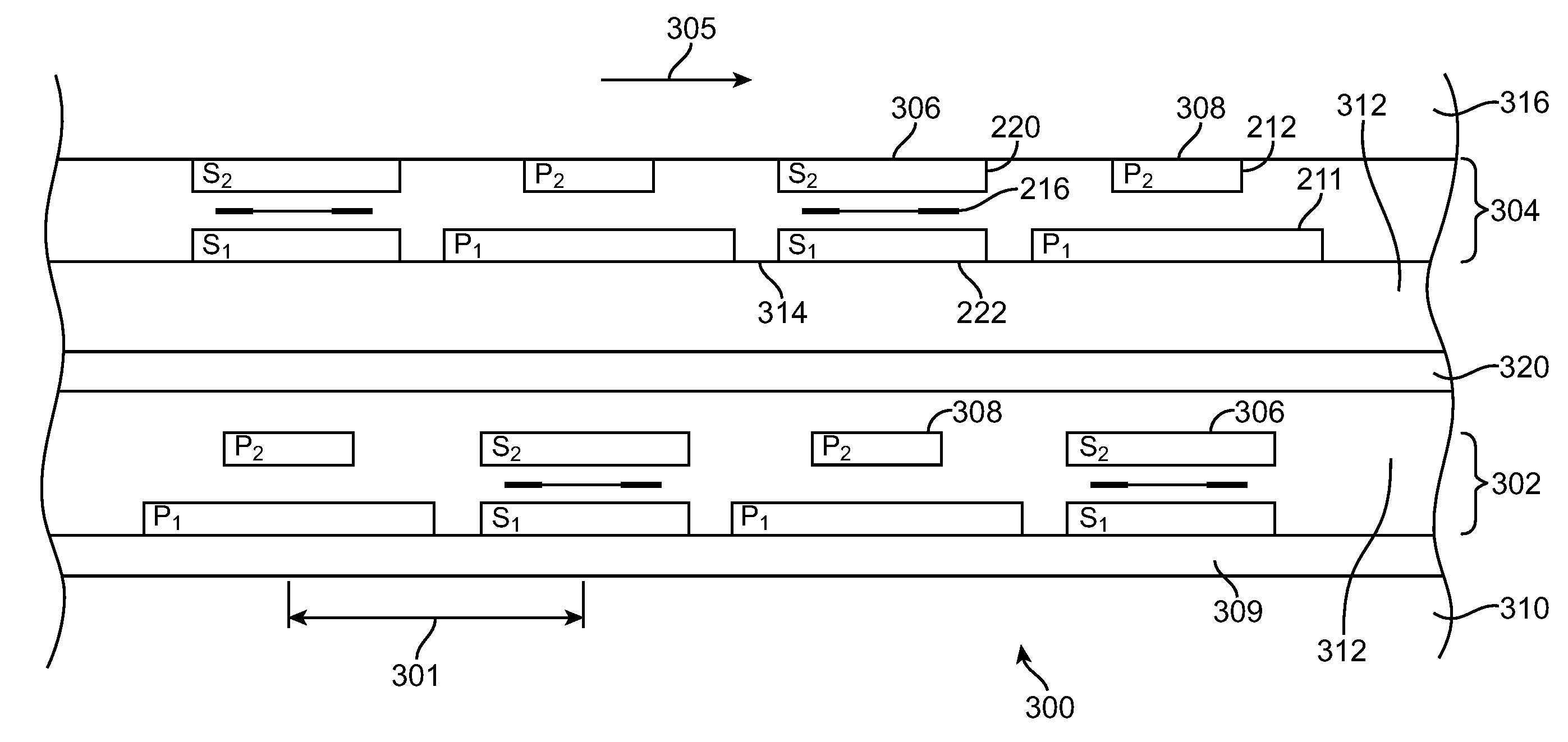 Tape recording head with multiple planes of transducer arrays