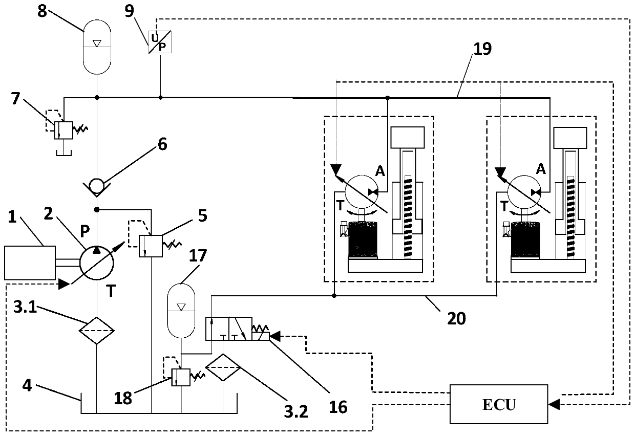 A vertical lifting device driven by a hydraulic-electric hybrid drive