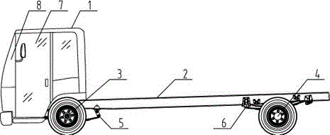 Special chassis for low-floor wide-field-of-view sanitation truck