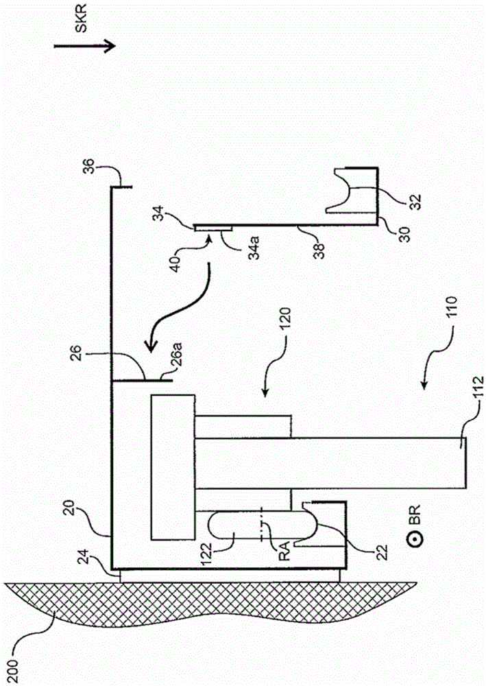 Running track device for the movable support of at least one first roller carriage and at least one second roller carriage