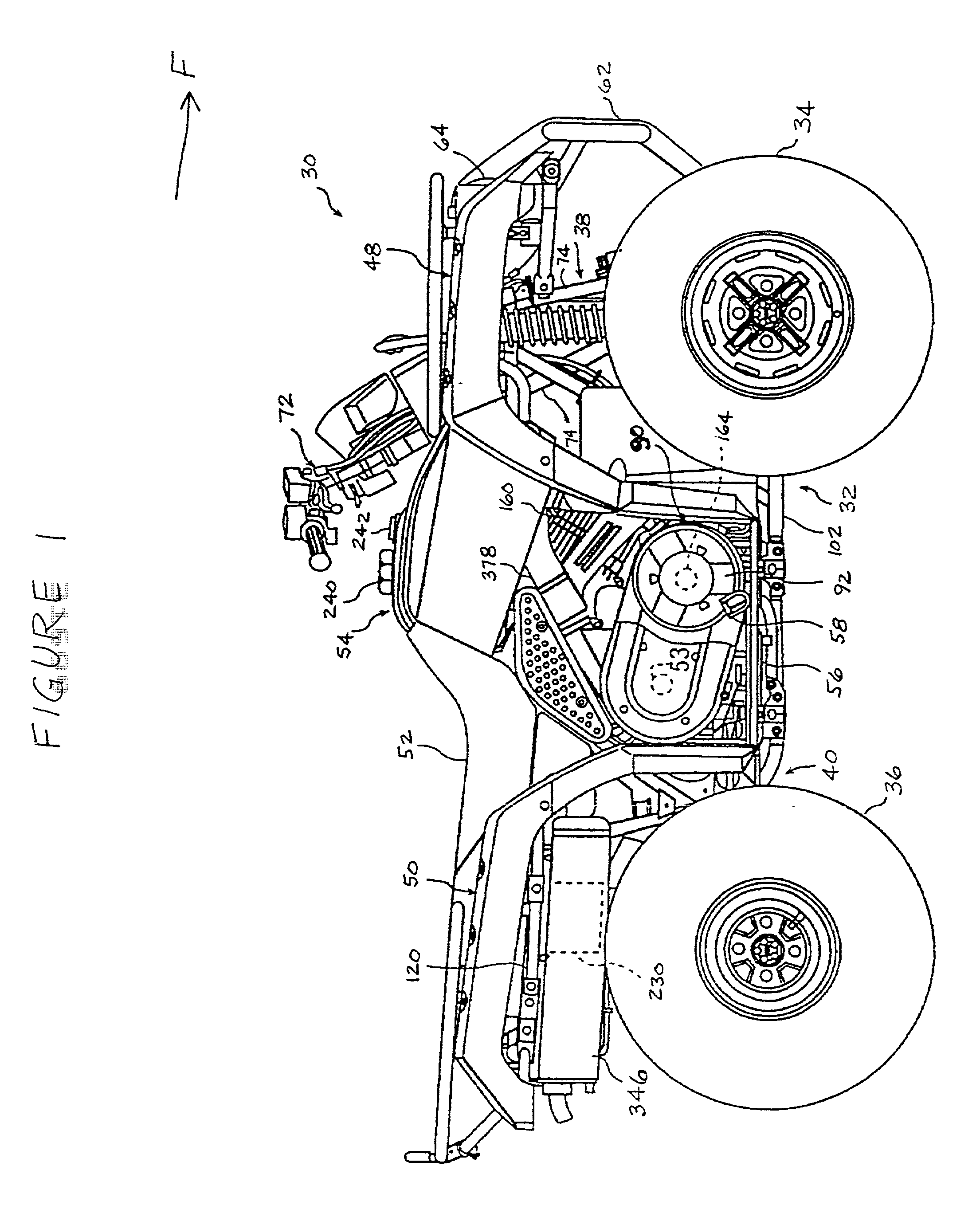 Foot board arrangement for all-terrain vehicle