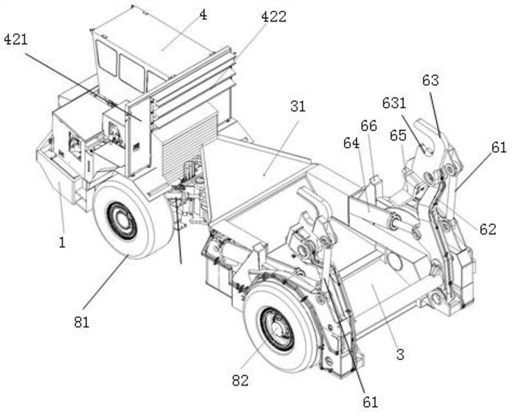 A horizontally articulated tank truck