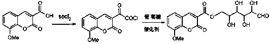 Preparation method and application of 8-methoxycoumarin-3-glucose ester formate