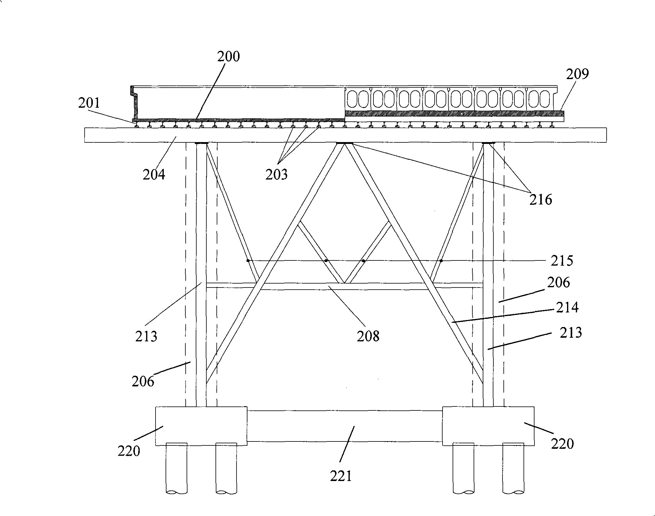 Post-poured hidden coping construction method for converting simply supported beams into continuous beams