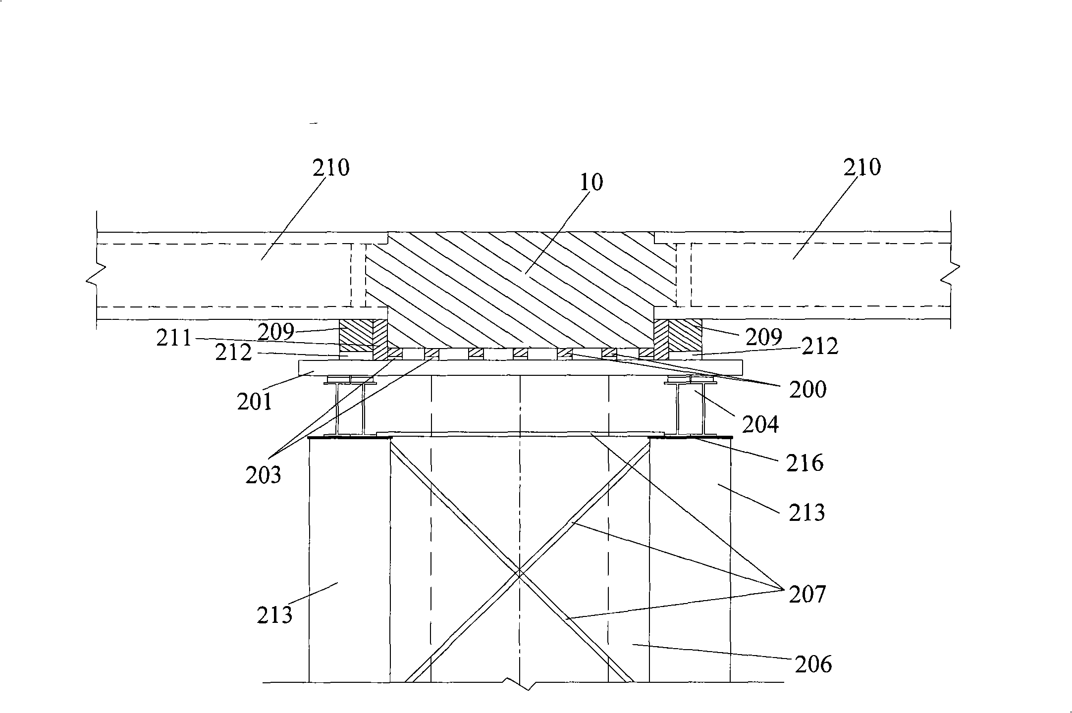 Post-poured hidden coping construction method for converting simply supported beams into continuous beams