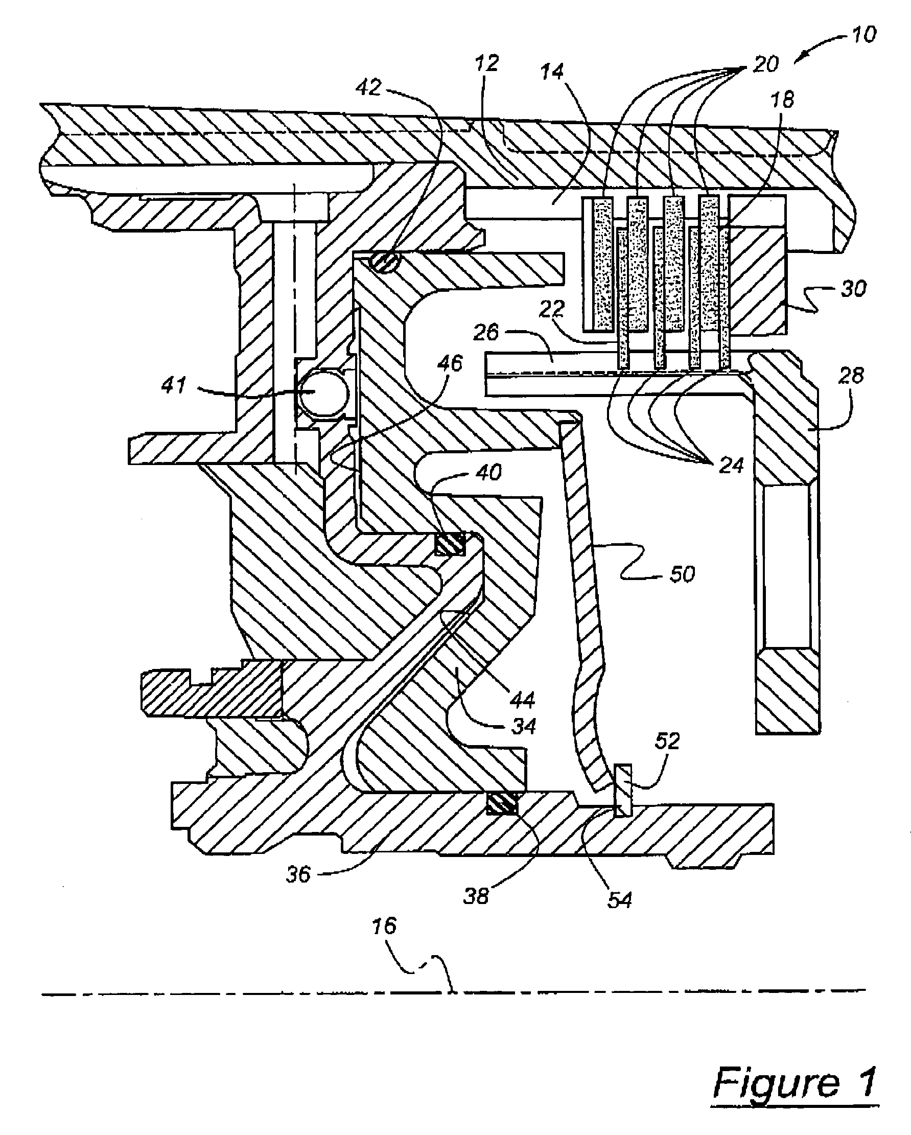 Dual area piston for transmission clutch and sequential control therefor