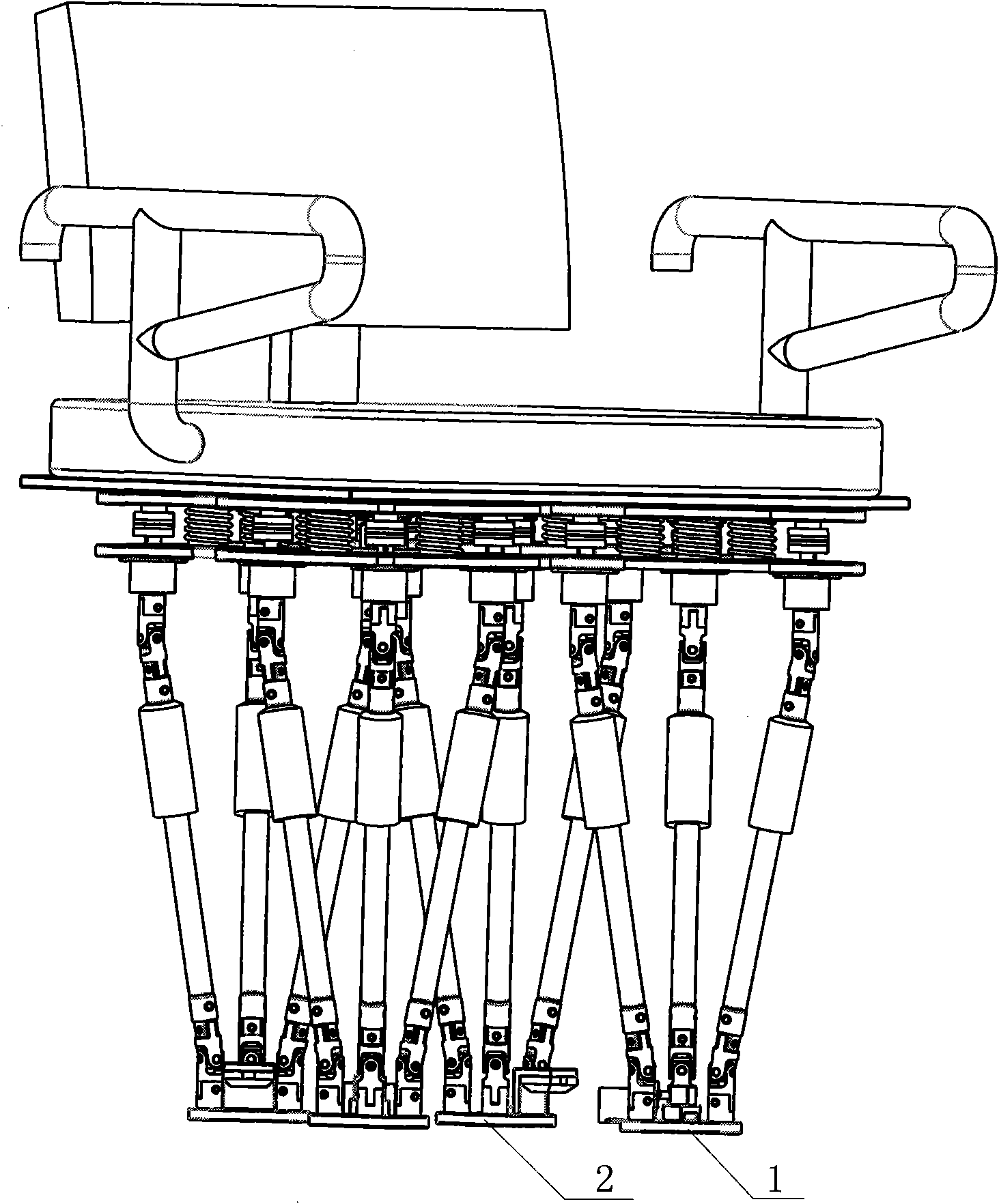 Reconfigurable device for walking robot with four/two parallel legs