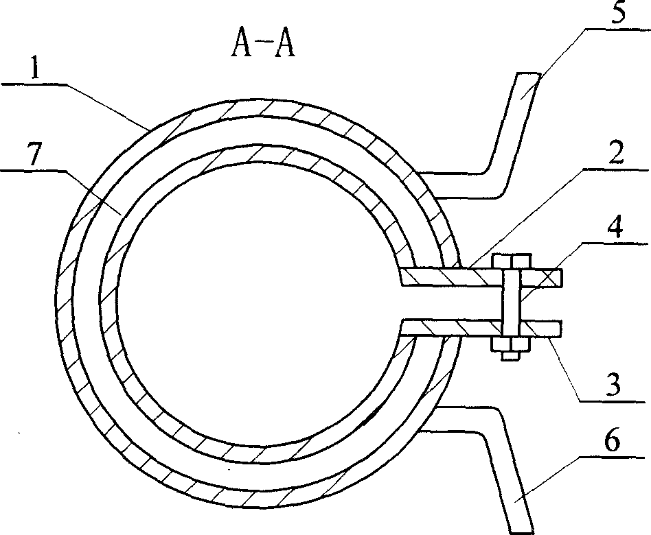 Water cooling jacket for titanium alloy tube ring seam by tungsten argon arc welding and seam following cooling welding method