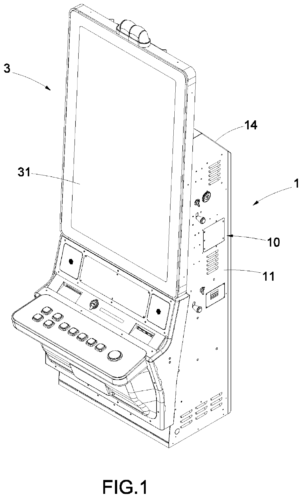 Game machine with controllable opening angle