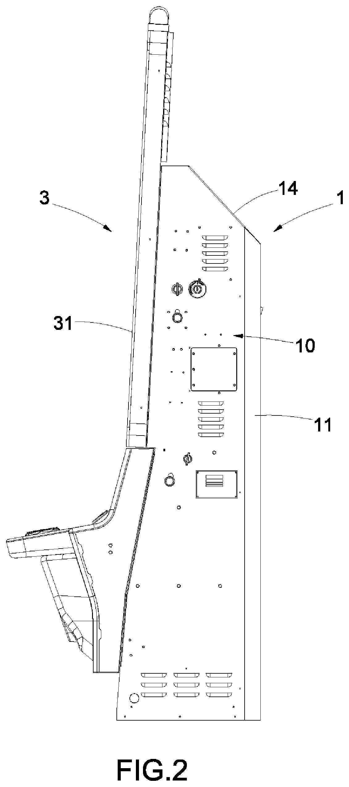 Game machine with controllable opening angle