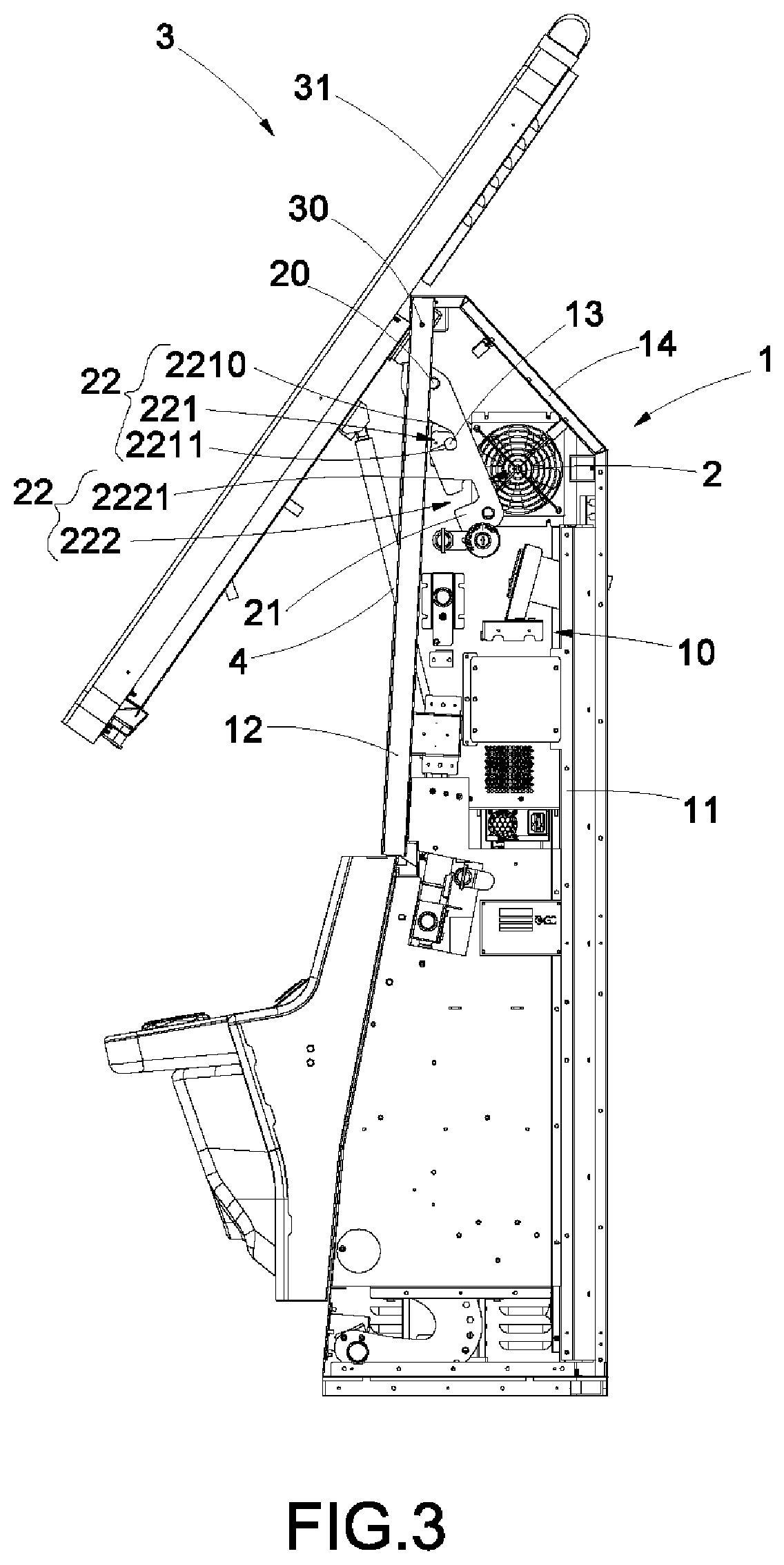 Game machine with controllable opening angle