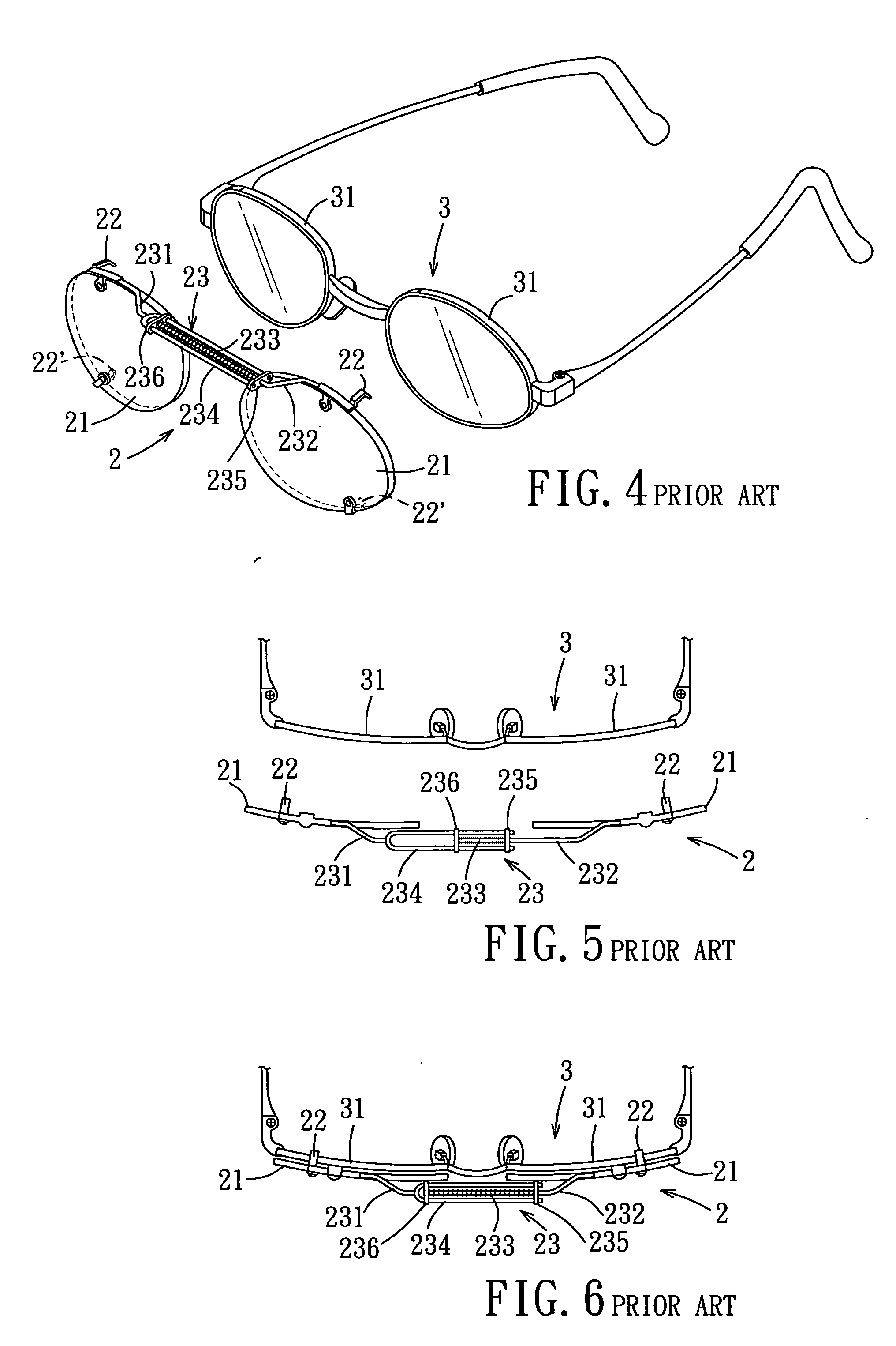 Auxiliary eyeglasses with two aligned springs for biasing two lens units to move relative to each other