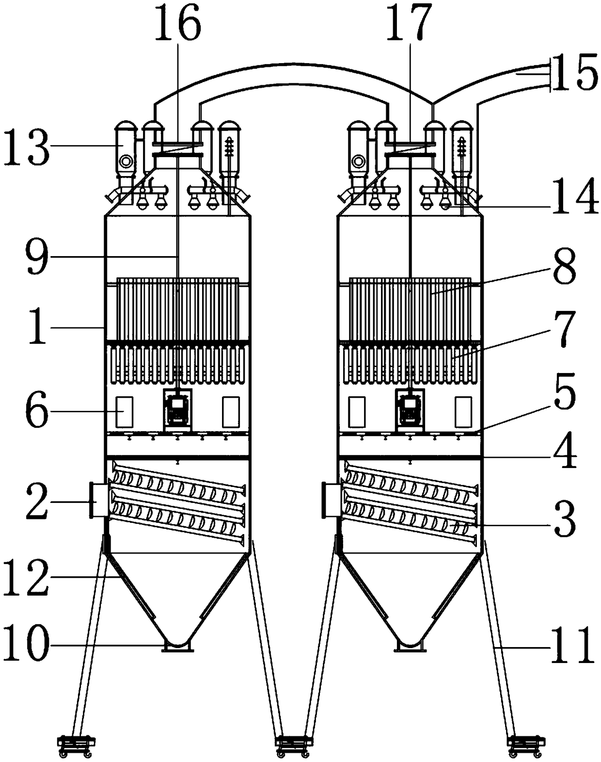 High-power honeycomb dust remover for industrial production