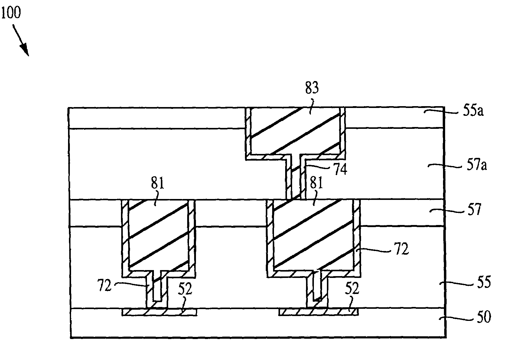 Etch stop in damascene interconnect structure and method of making