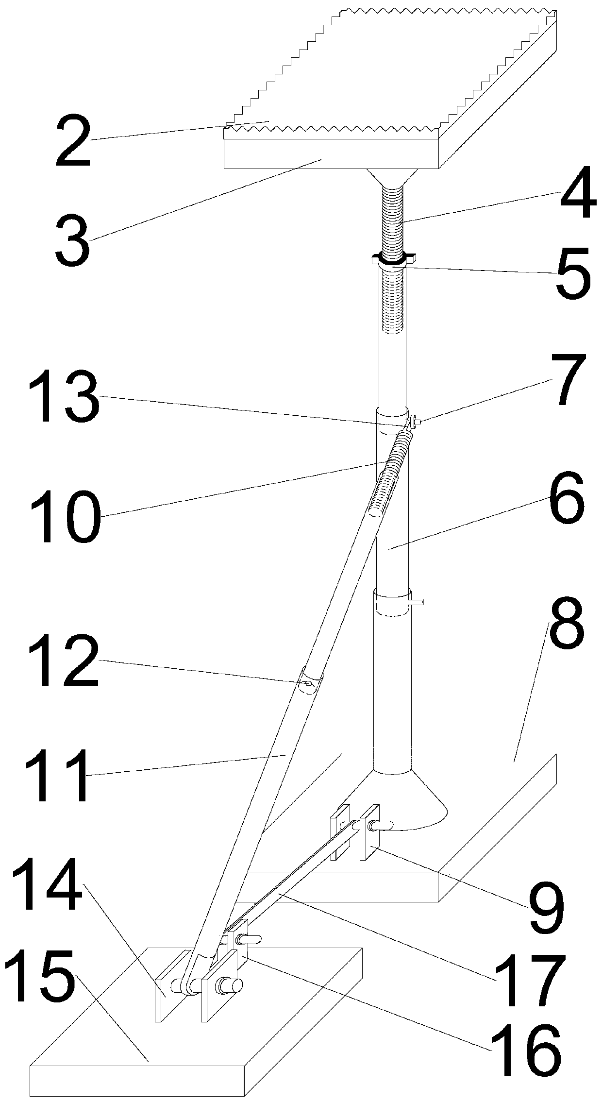 Prefabricated beam component adjustable supporting system and application method thereof