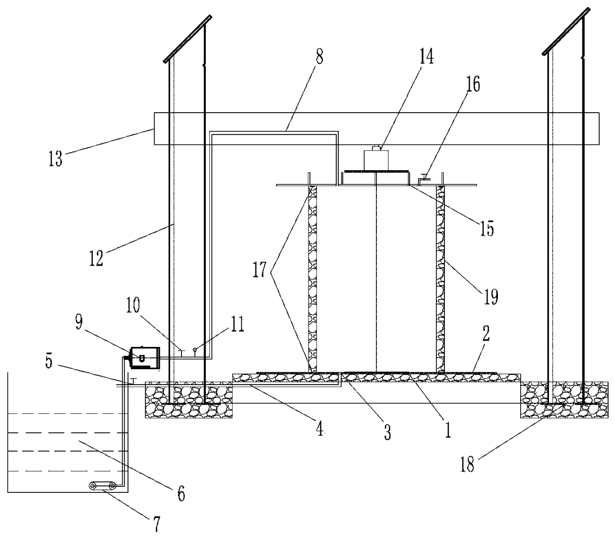 Device for detecting pressure of water in concrete pipe