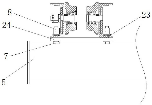 Double-driving-wheel anti-deviation ultra-low type end beam structure suspension crane