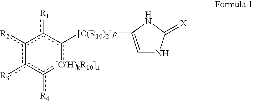 4-(substituted cycloalkylmethyl) imidazole-2-thiones, 4-(substituted cycloalkenylmethyl) imidazole-2-thiones, 4-(substituted cycloalkylmethyl) imidazol-2-ones and 4-(substituted cycloalkenylmethyl) imidazol-2-ones and related compounds