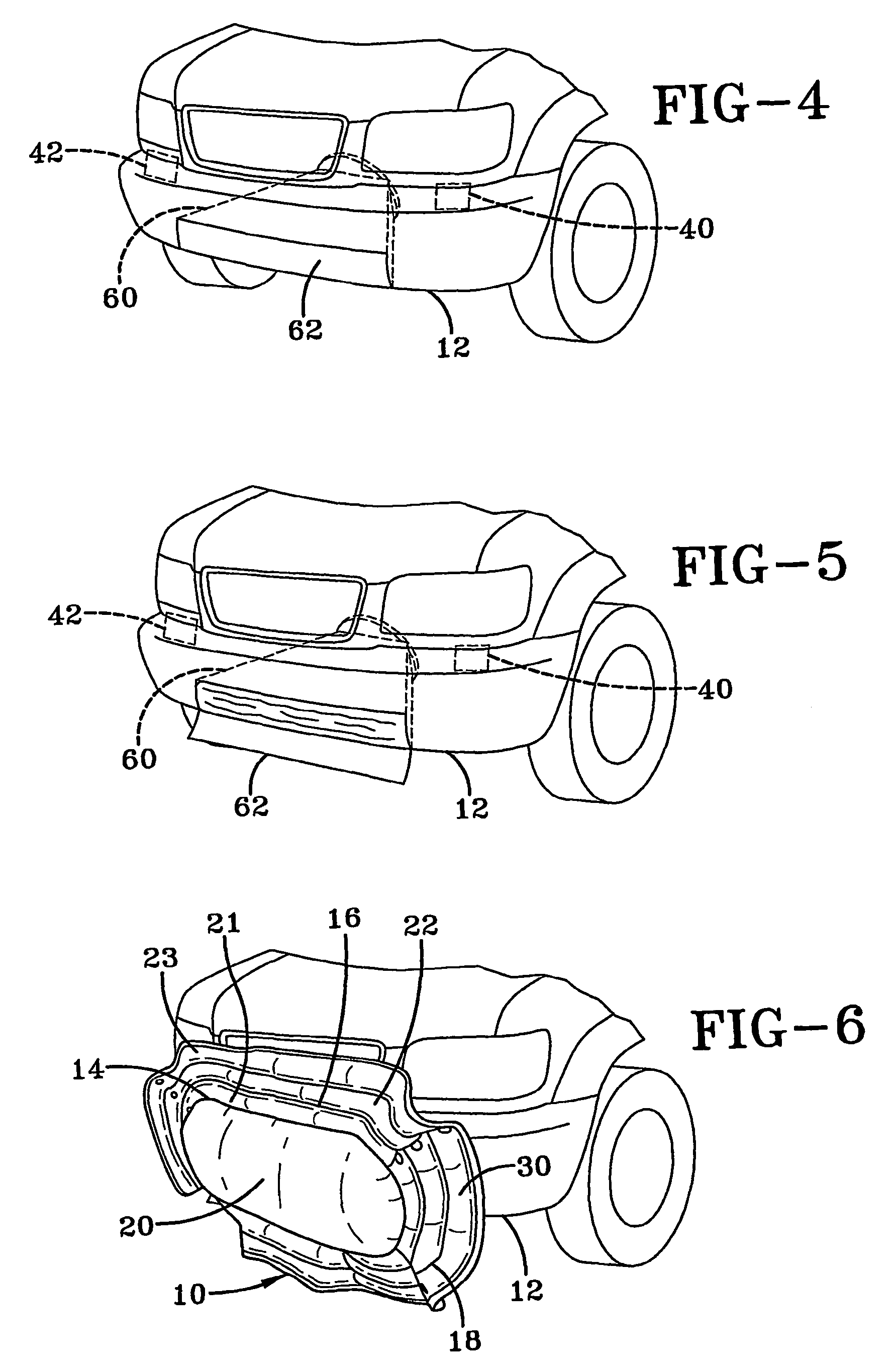 Bumper airbag with multiple chambers