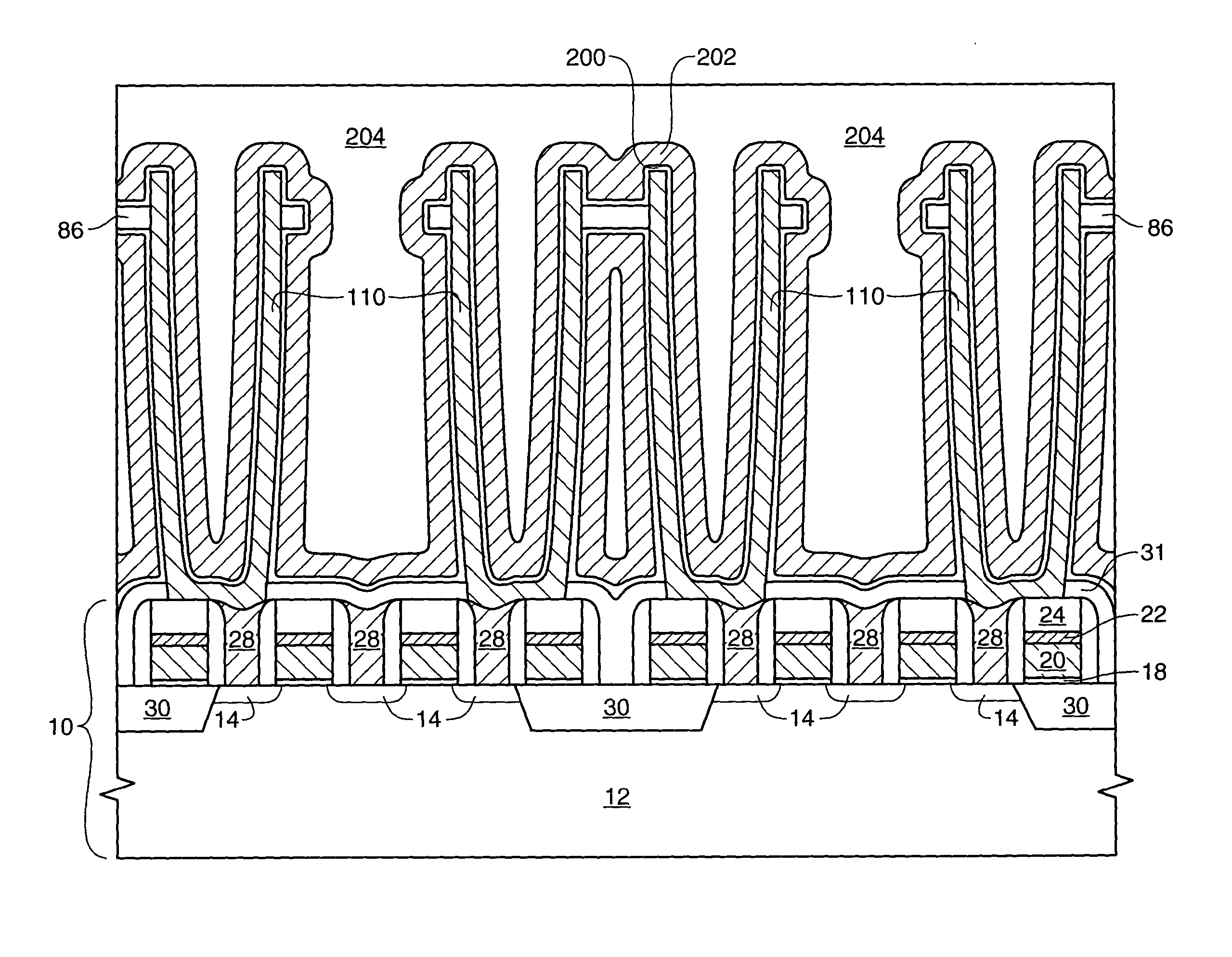 Support for vertically oriented capacitors during the formation of a semiconductor device