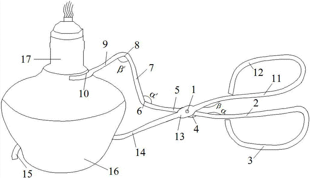 Forceps clip for taking and placing alcohol lamp