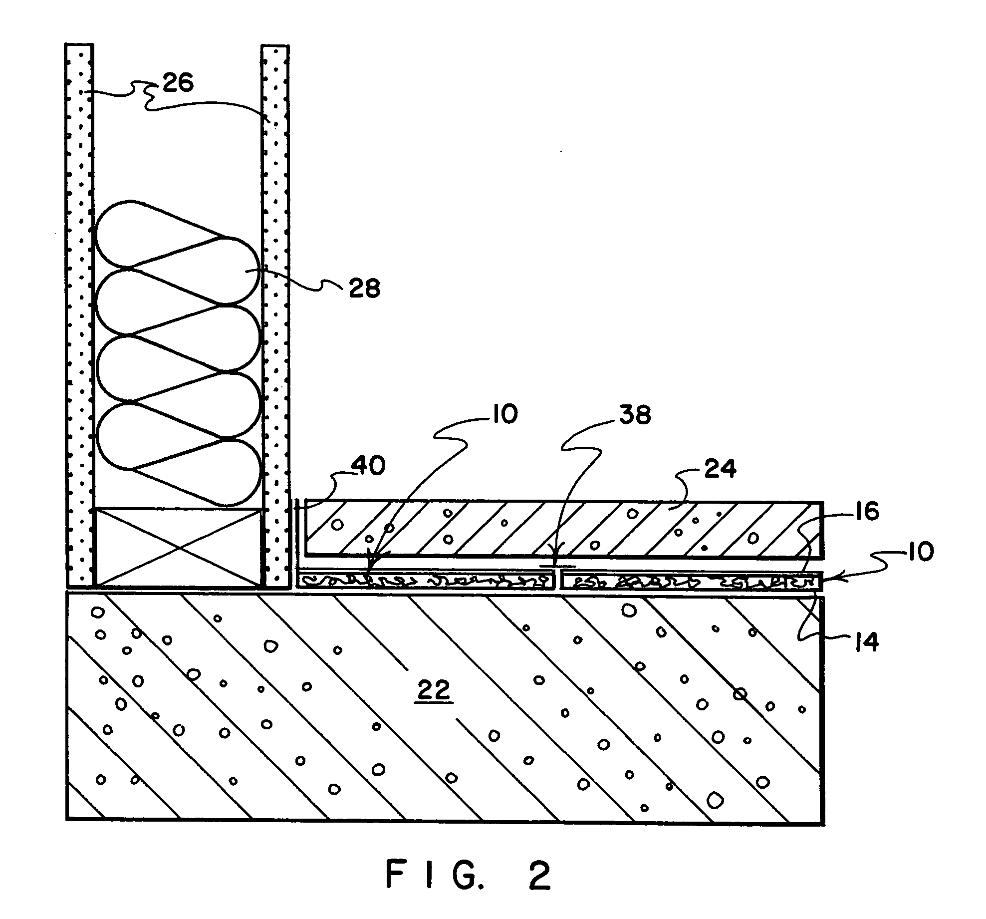 Composite tangled filament mat with overlying liquid moisture barrier for cushioning and venting of vapor, and for protection of underlying subfloor