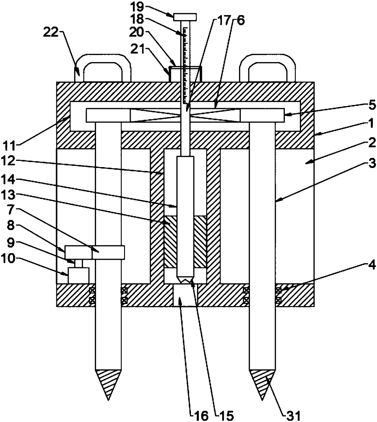 Building construction soil sampling device based on linkage transmission technology