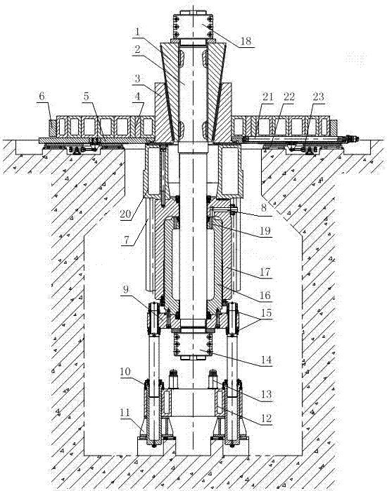 Single-main-cylinder pull-down type large ring piece bulging machine