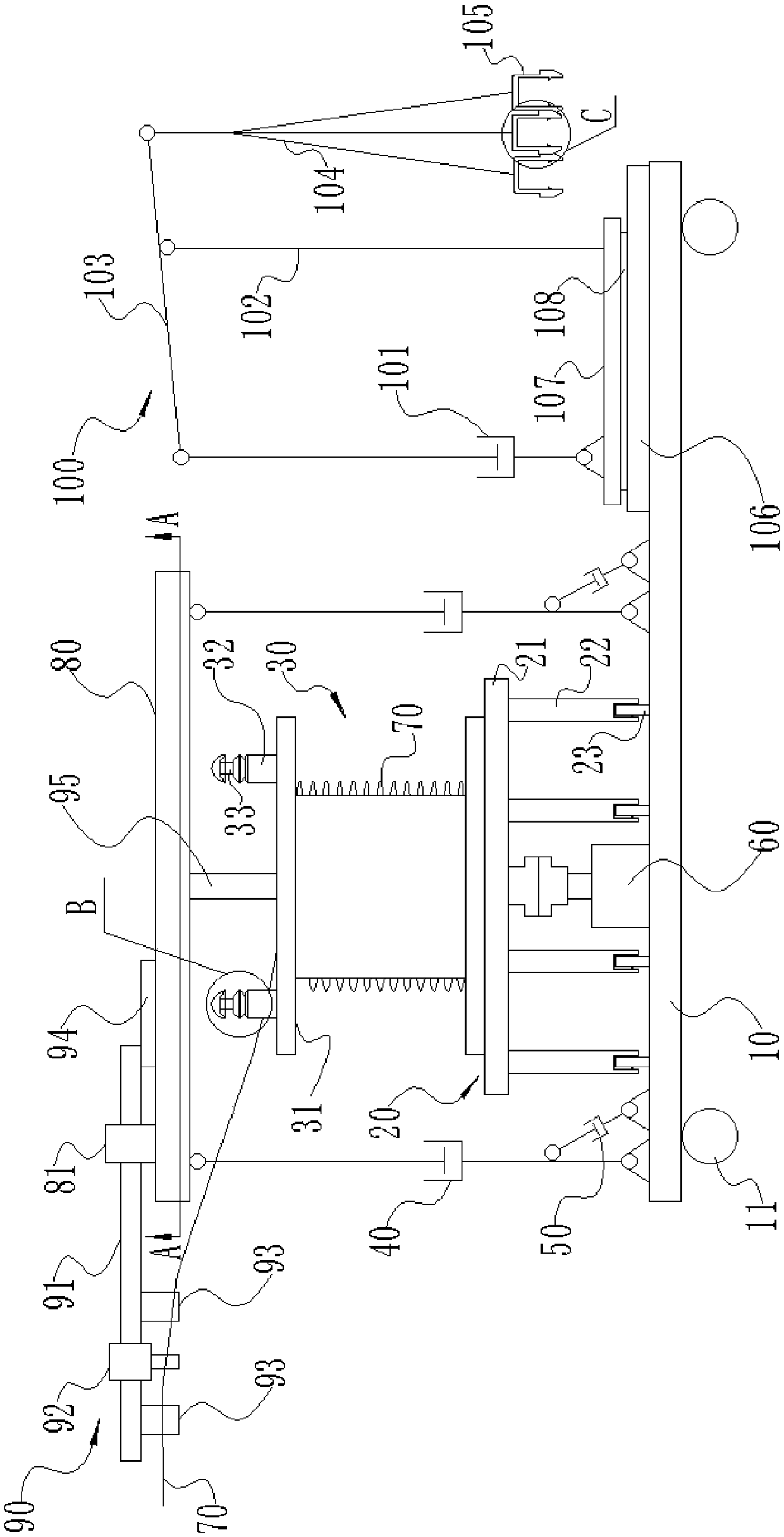 Cable winding and unwinding device, cable winding and unwinding equipment and cable winding and unwinding method