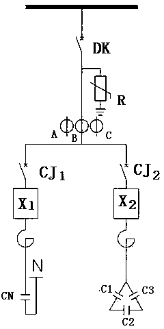 Three-phase compensation dynamic reactive power compensation device