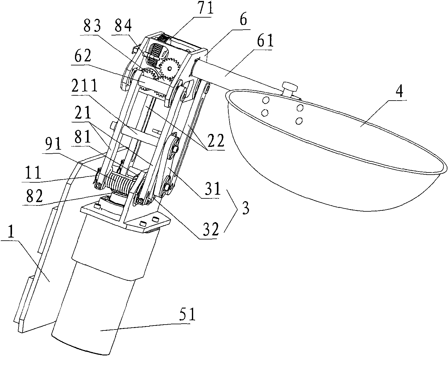 Automatic or semi-automatic pot turning device and cooking equipment applying same