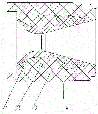 Large thrust ratio, long-working micro-ablation throat insert and throat structure of expansion section