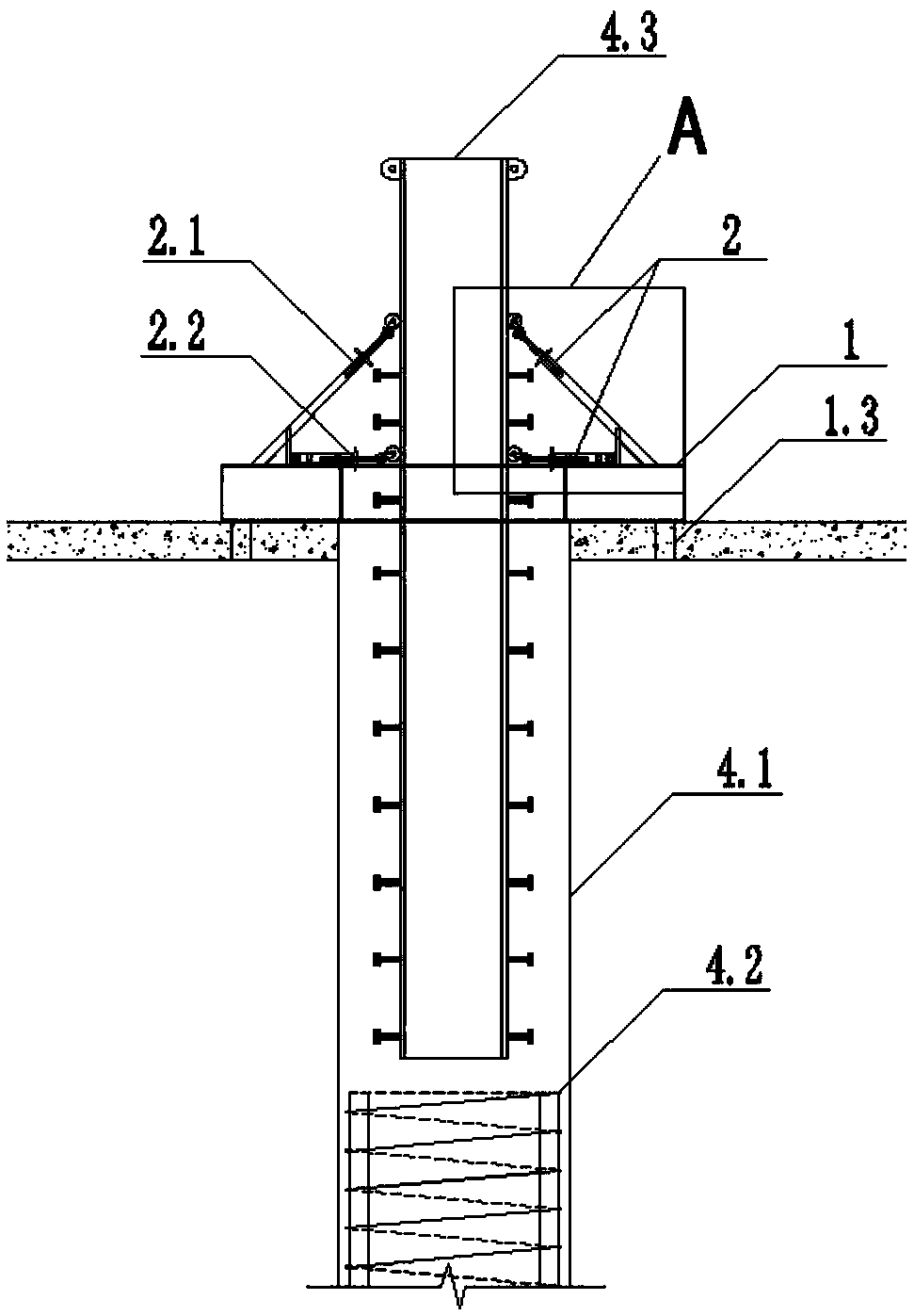 One-column-with-one-pile steel column positioning verticality-adjusting system and construction method based on reverse construction method