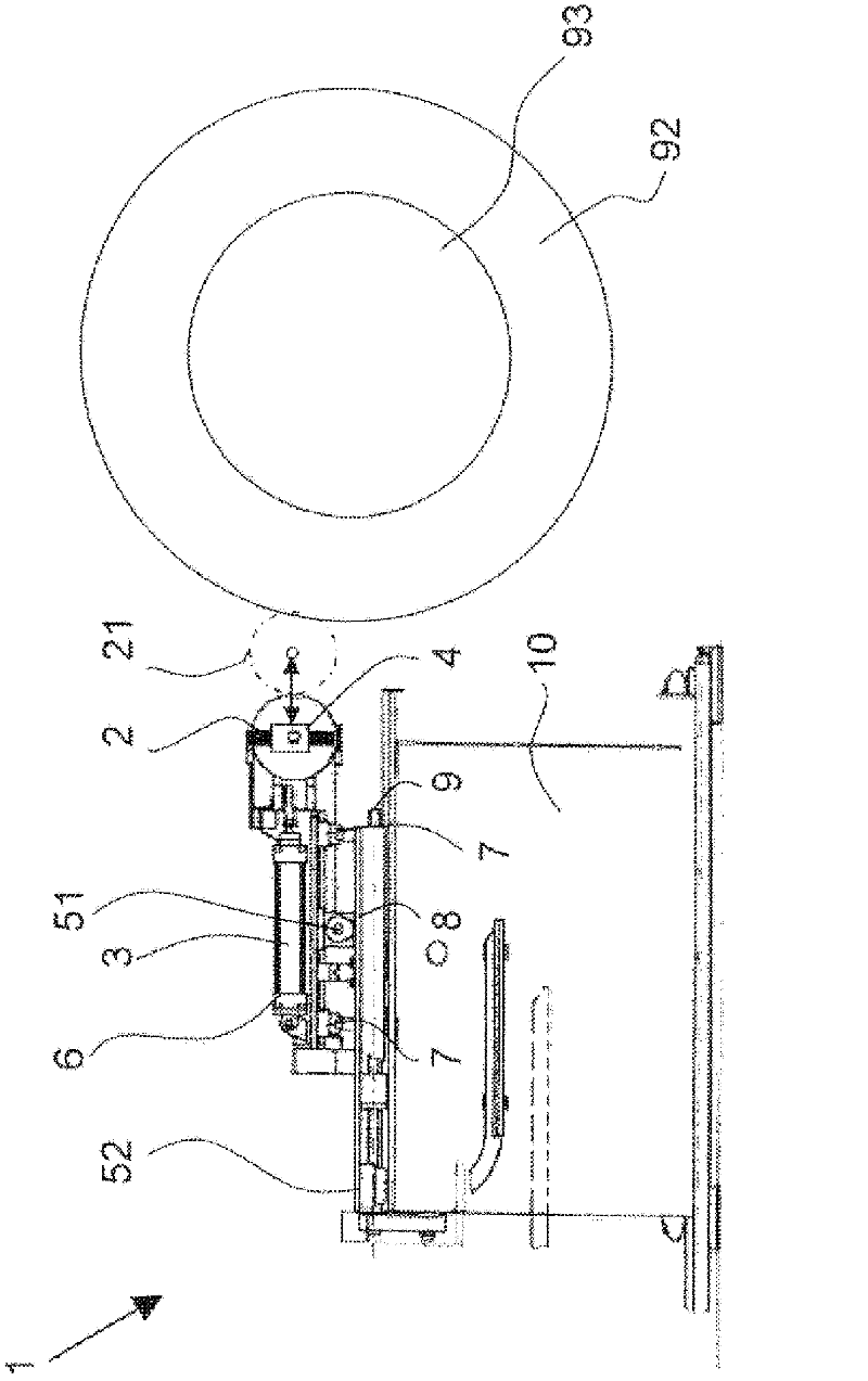 Assembly and method for manufacturing a green radial pneumatic tyre